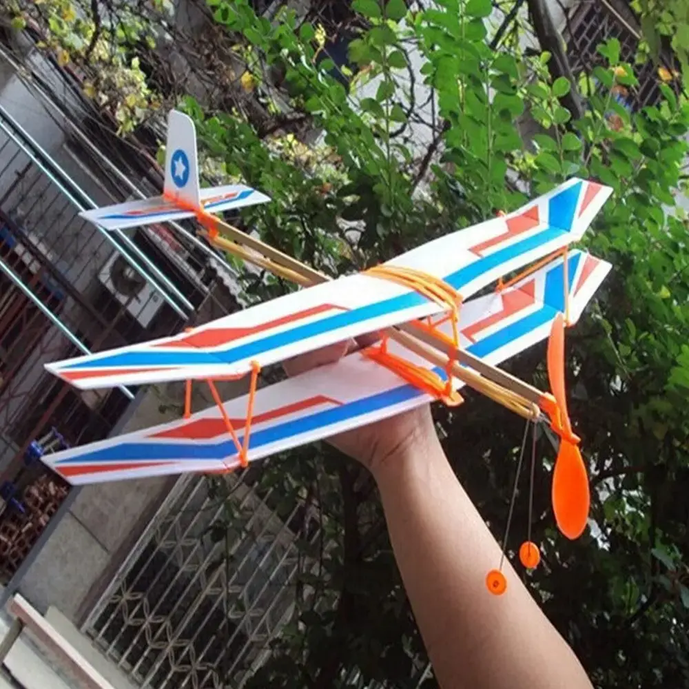 Glider Rubber Band Elastic Powered Flying Plane Airplane Model