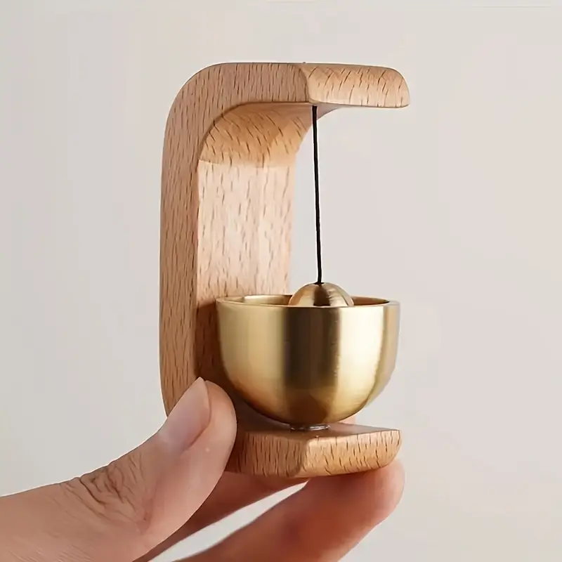 Japanese Style Healing Wind Chime - Brass Bell with Wooden Hook, Door Chime & Home Decoration