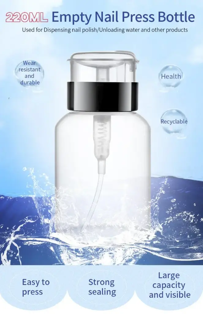 Push Down Pump Dispenser Bottle for Nail Polish and Makeup Remover