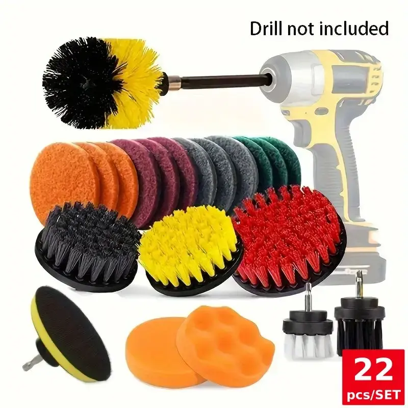22PCs Electric Drill Brush Set Scrub Pads Power Scrubber Brush Cleaning Kits